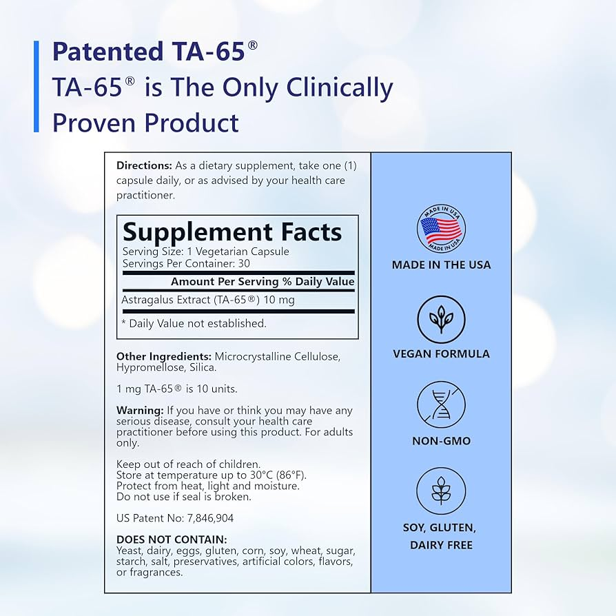  TA 65 (30 Capsules) Cell Rejuvenation & Telomerase Activation Bildidee 