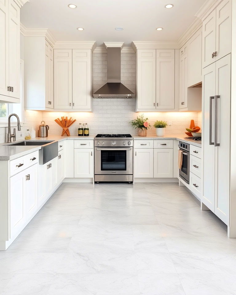  25 White Kitchen Floor Ideas for A Bright, Clean Look Motiv 