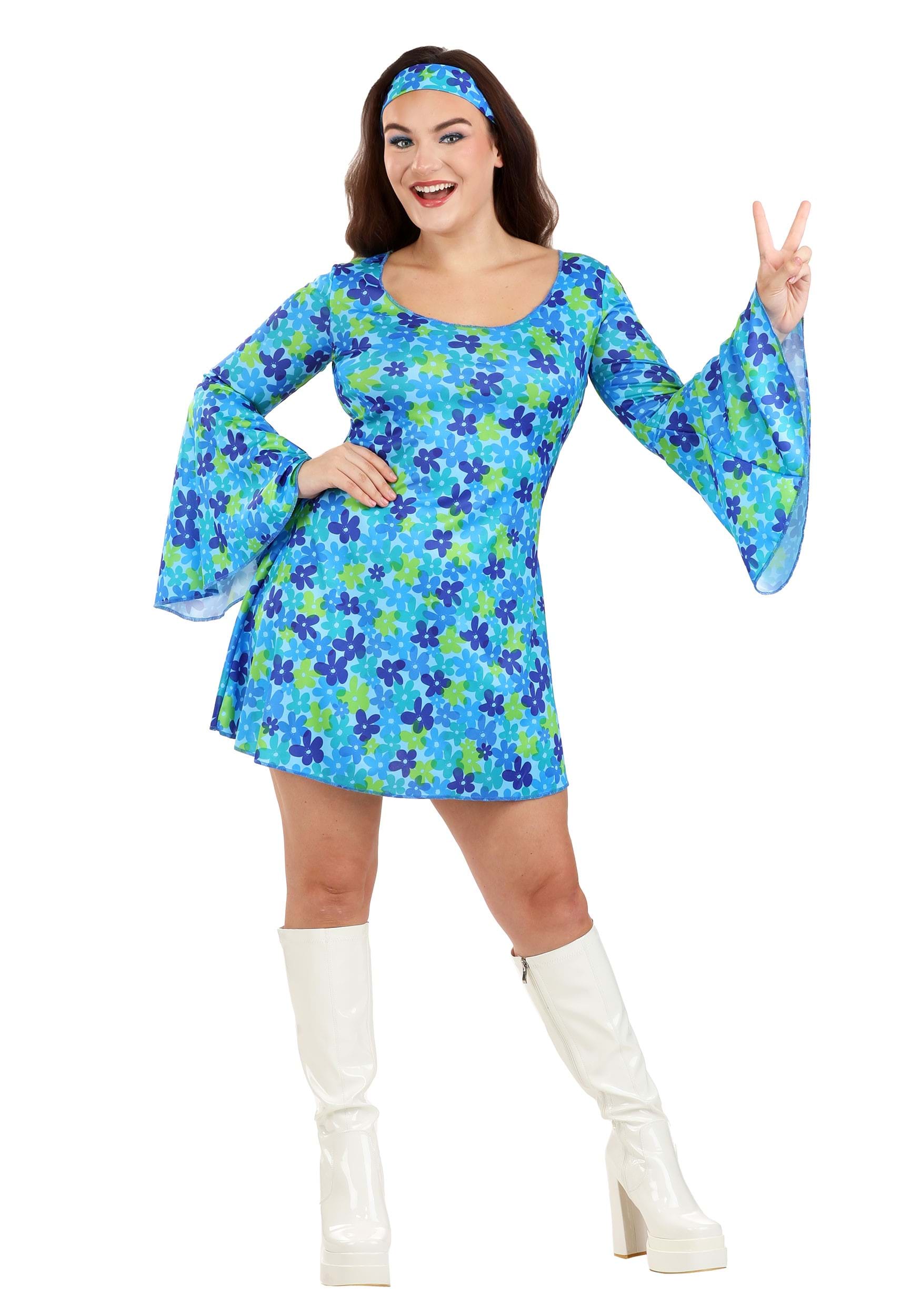 Cut And Paste Activity Preschool Wild Flower 70s Hippie Dress Costume For Women