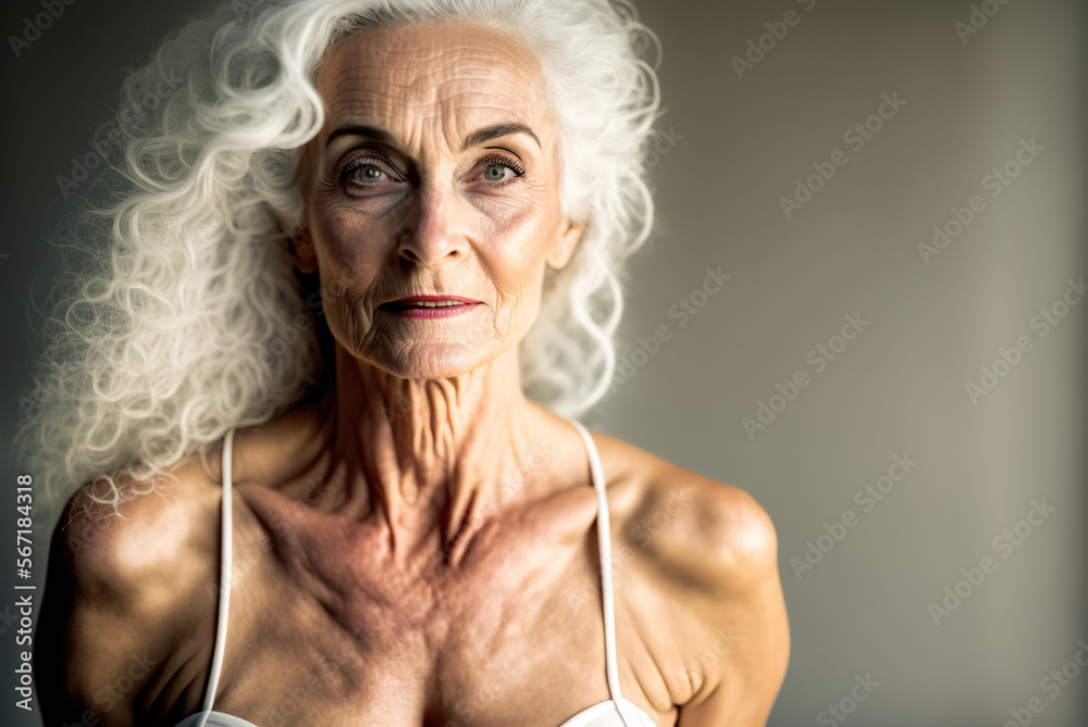  Foto zu Attractive 65 year old senior woman, making up and posing, isolated on 