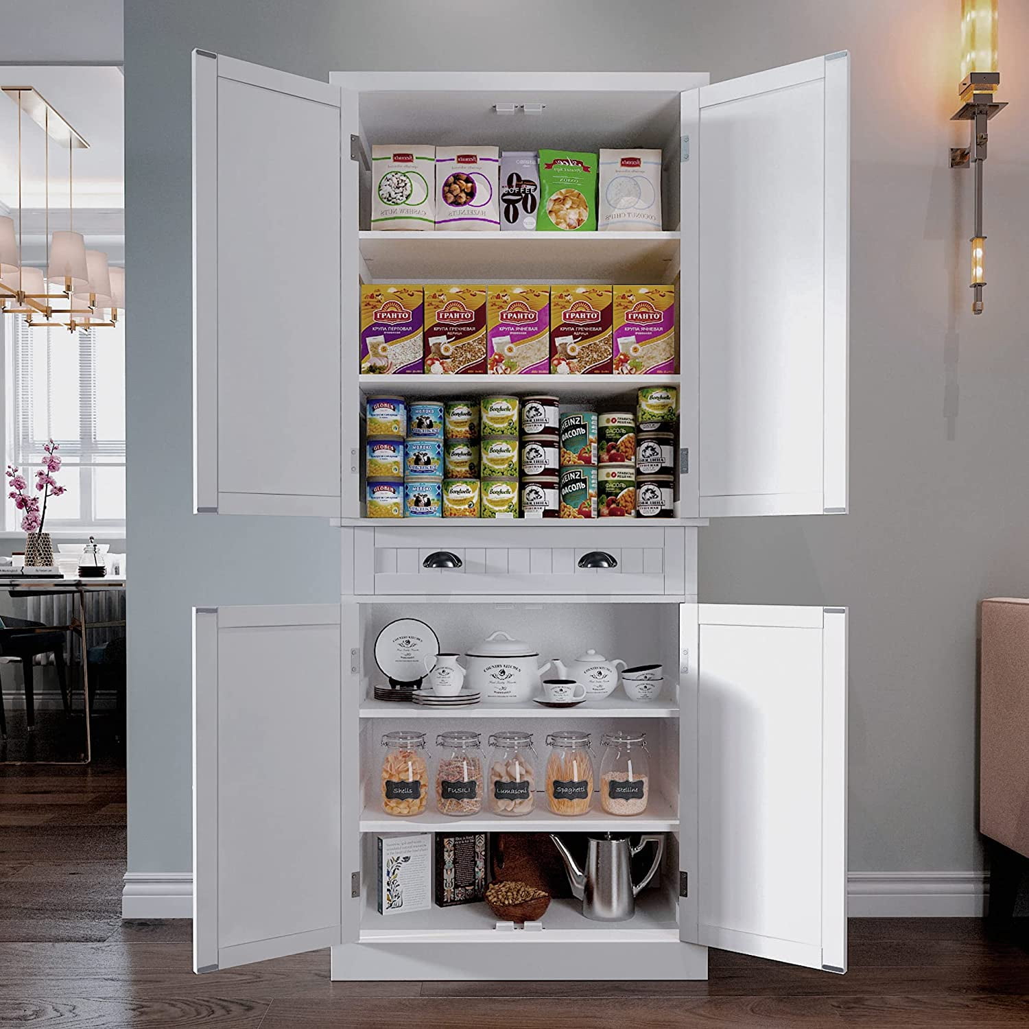  Foto zu HLR 72 inches Kitchen Pantry Storage Cabinet, Pantry Cabinets with 