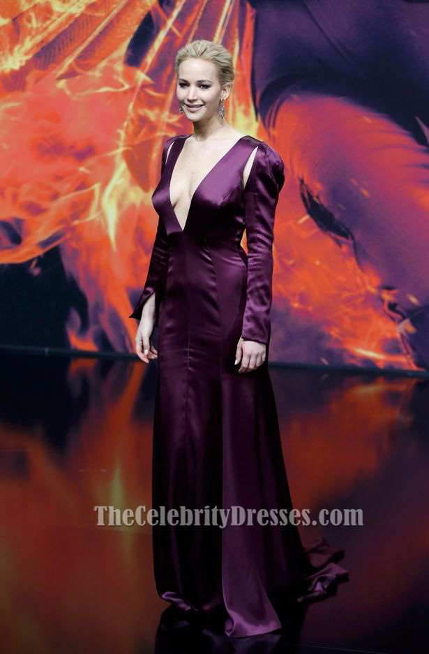 Jennifer Lawrence Purple Evening Dress 'The Hunger Games’ World