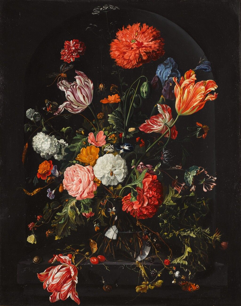  STILL LIFE WITH FLOWERS IN A GLASS VASE 