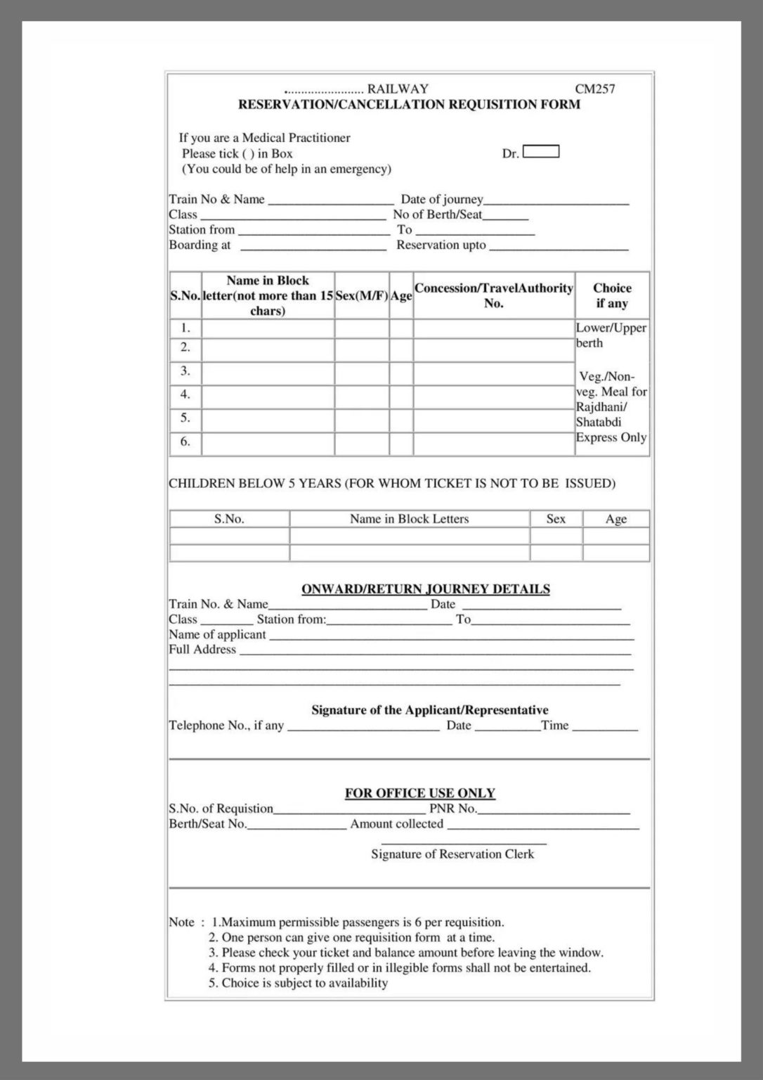  Railway Reservation Application Form PDF Download Bildidee 