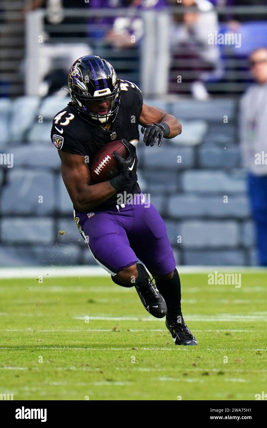  Baltimore Ravens running back Justice Hill (43) during an NFL football Bildidee 
