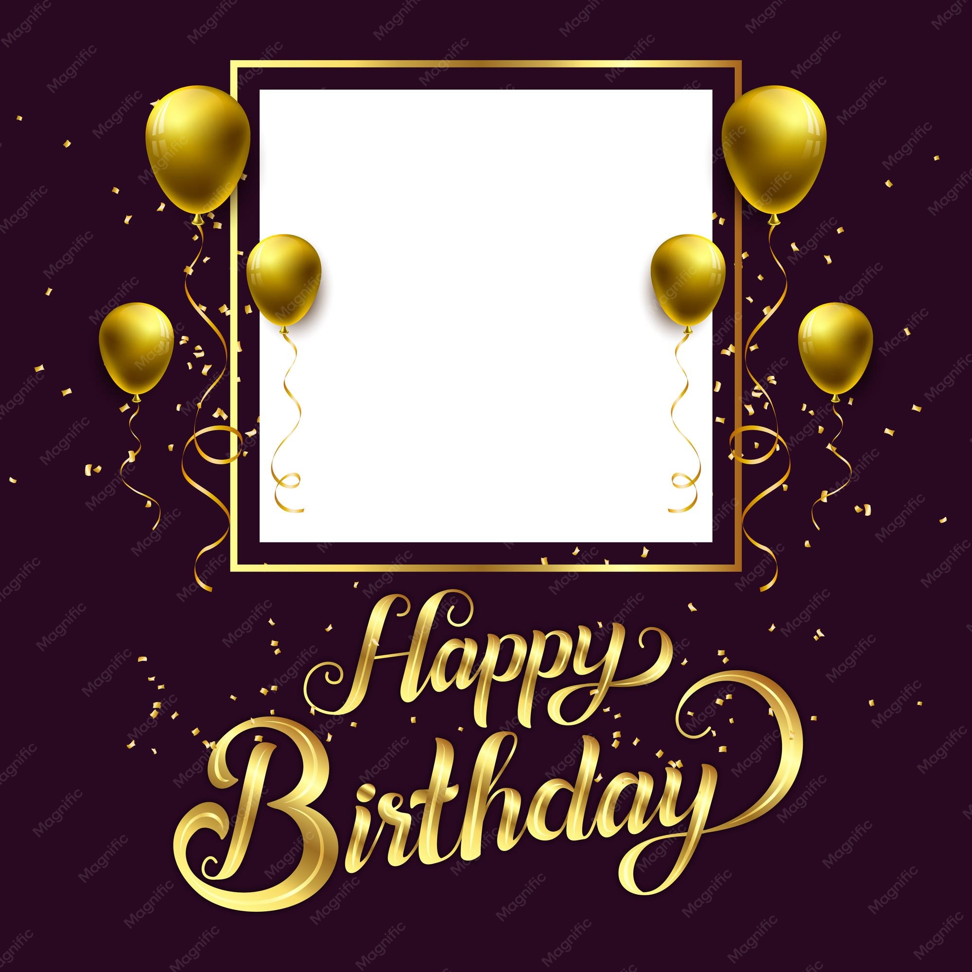  Beautiful happy birthday card with balloons and golden Motiv 